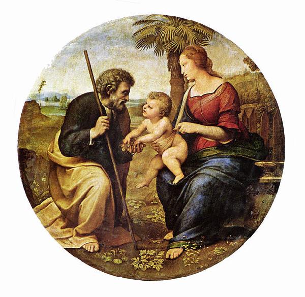 RAFFAELLO Sanzio Hl. Familie unter einer Palme, Tondo France oil painting art